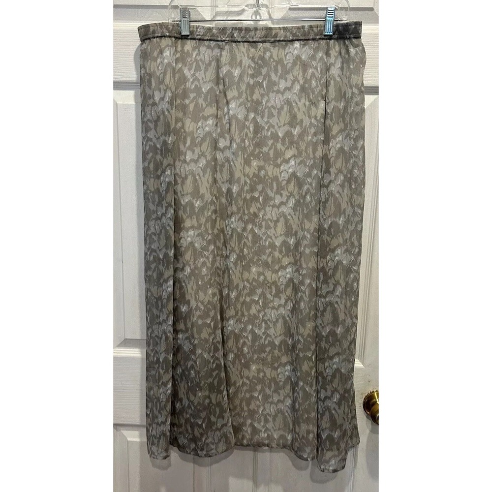 Soft Surroundings Grey Abstract Floral Maxi Skirt Lined Elastic Waist Petite L - Picture 1 of 8